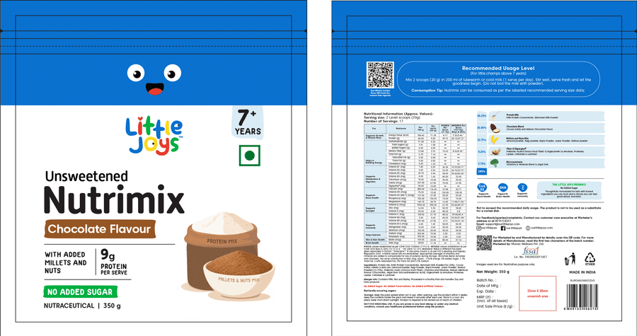 Unsweetened NutriMix 7+ Chocolate Nutrition Powder (350g)